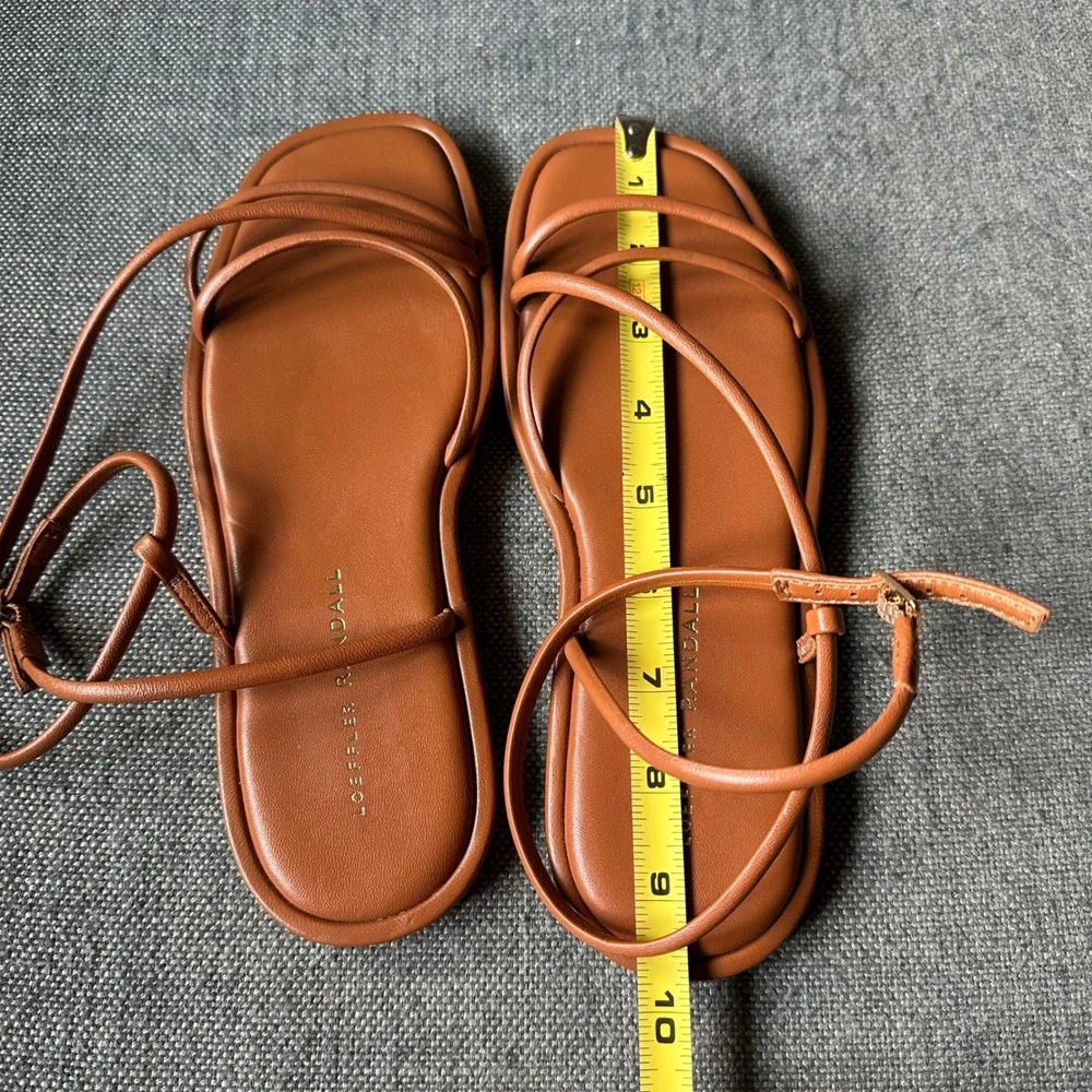 Loeffler Randall Noor Women Brown Leather Strappy Flat Sandals Size 6.5